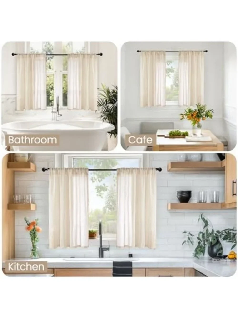 Linen Natural Short Curtains 40